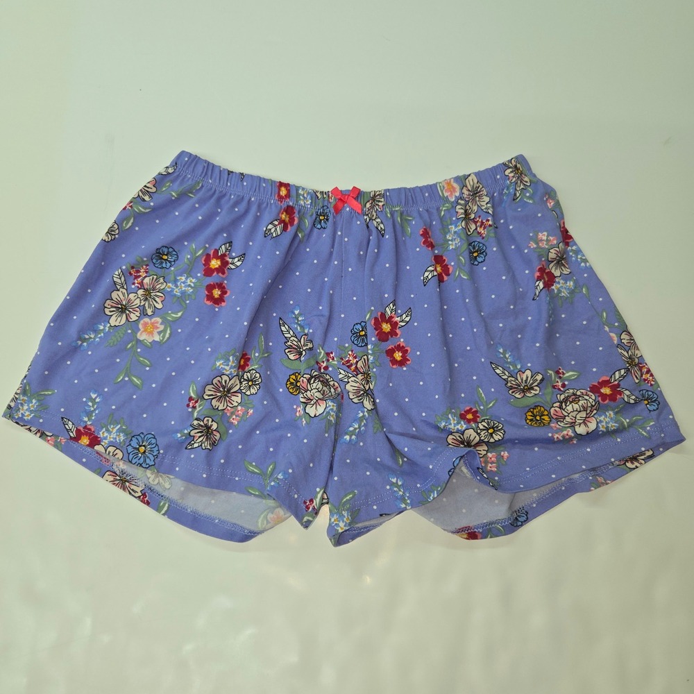 Flora by Flora Nikrooz Women's Pajama Shorts Floral Print Periwinkle Blue Medium